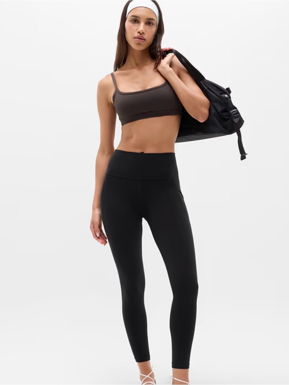 Athleta Black‎ Stash Pocket Salutation Tight Leggings Size Small